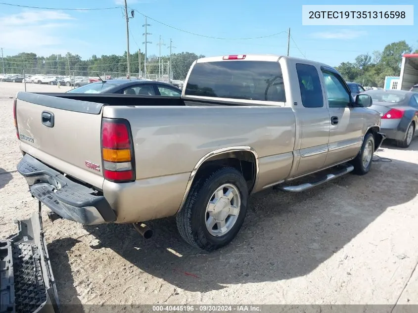 2005 GMC Sierra 1500 Sle VIN: 2GTEC19T351316598 Lot: 40445196