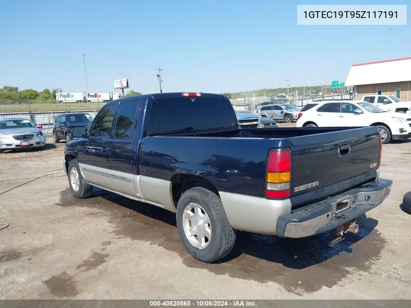 2005 GMC Sierra 1500 Slt VIN: 1GTEC19T95Z117191 Lot: 40520565