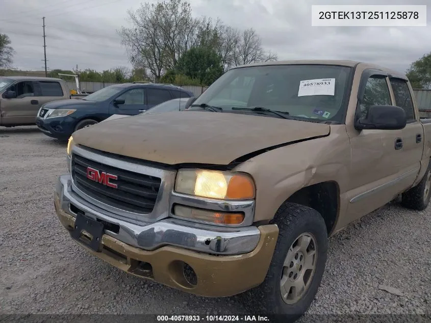 2005 GMC Sierra 1500 Sle VIN: 2GTEK13T251125878 Lot: 40578933