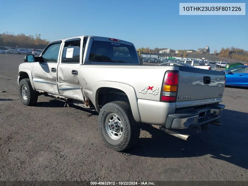 2005 GMC Sierra 2500Hd Sle VIN: 1GTHK23U35F801226 Lot: 40632912