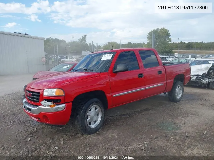 2005 GMC Sierra 1500 Sle VIN: 2GTEC13T951177800 Lot: 40650259