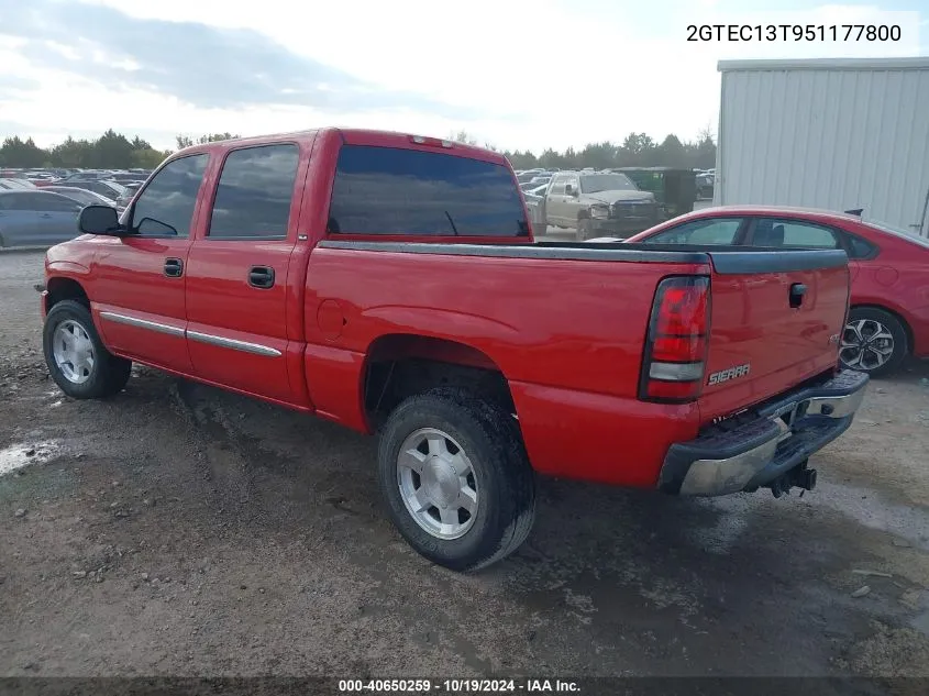 2005 GMC Sierra 1500 Sle VIN: 2GTEC13T951177800 Lot: 40650259