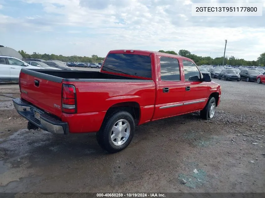 2005 GMC Sierra 1500 Sle VIN: 2GTEC13T951177800 Lot: 40650259