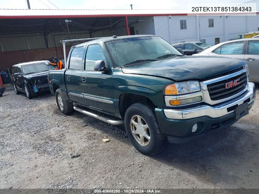 2005 GMC Sierra 1500 Sle VIN: 2GTEK13T851384343 Lot: 40688288