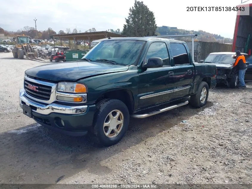 2005 GMC Sierra 1500 Sle VIN: 2GTEK13T851384343 Lot: 40688288