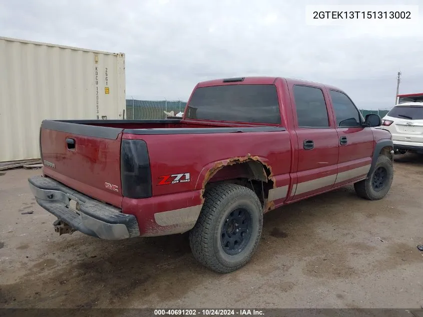 2005 GMC Sierra 1500 Slt VIN: 2GTEK13T151313002 Lot: 40691202