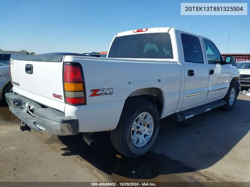 2005 GMC Sierra 1500 Sle VIN: 2GTEK13T851325504 Lot: 40695502