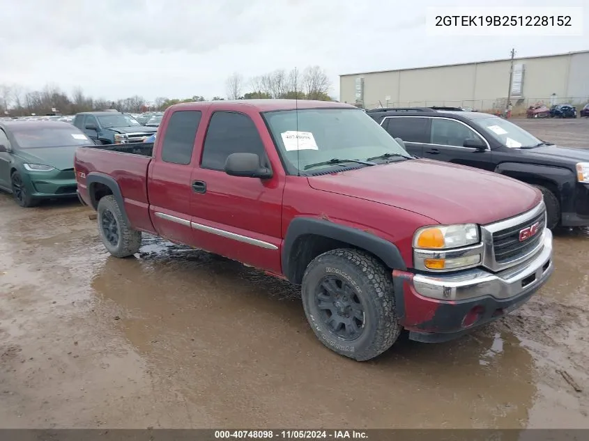 2GTEK19B251228152 2005 GMC Sierra 1500 Sle