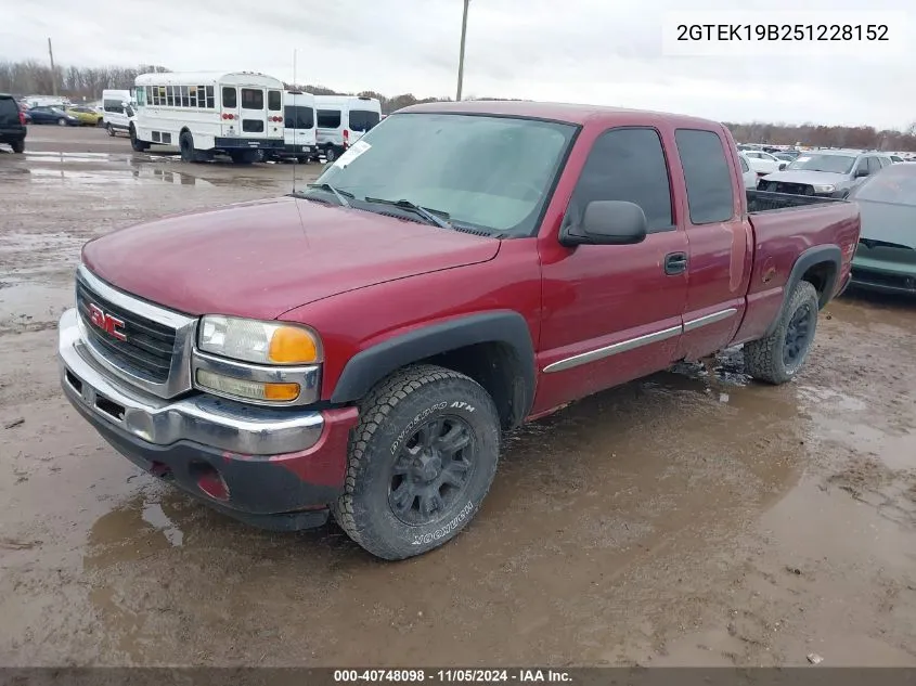 2GTEK19B251228152 2005 GMC Sierra 1500 Sle