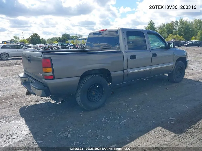 2006 GMC Sierra 1500 VIN: 2GTEK13V361200316 Lot: 12106623