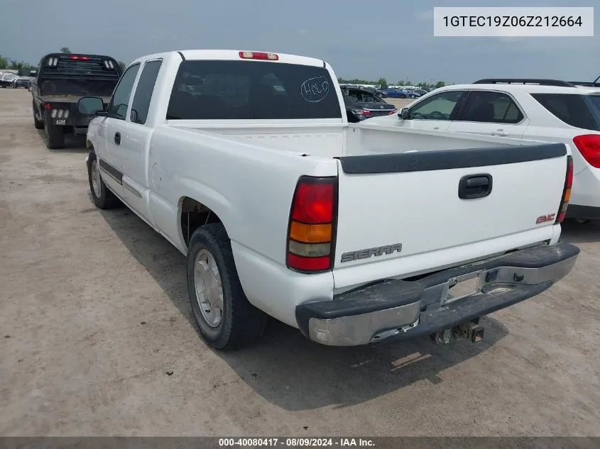 2006 GMC Sierra 1500 Sle2 VIN: 1GTEC19Z06Z212664 Lot: 40080417