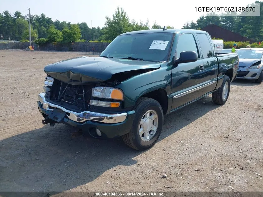 2006 GMC Sierra 1500 Slt VIN: 1GTEK19T66Z138570 Lot: 40104366