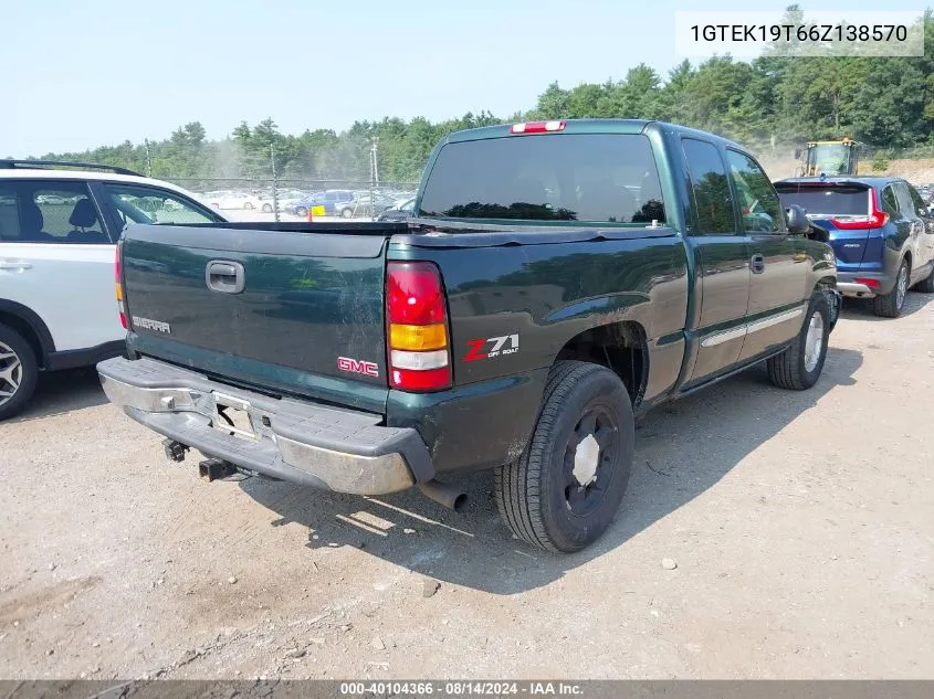 2006 GMC Sierra 1500 Slt VIN: 1GTEK19T66Z138570 Lot: 40104366