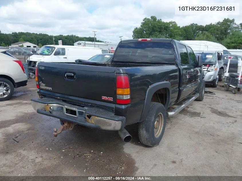 2006 GMC Sierra 2500Hd Slt VIN: 1GTHK23D16F231681 Lot: 40112257