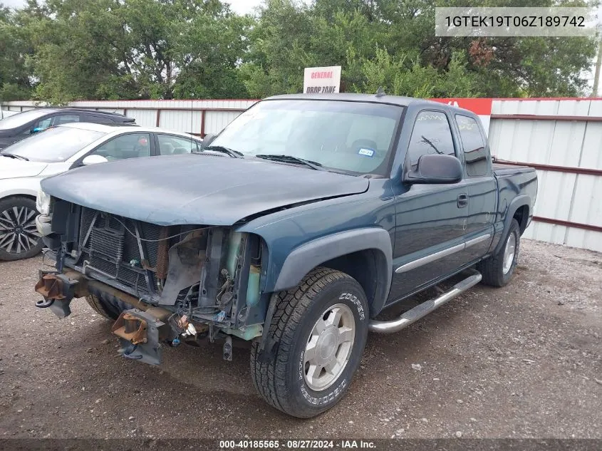 2006 GMC Sierra 1500 Sle2 VIN: 1GTEK19T06Z189742 Lot: 40185565