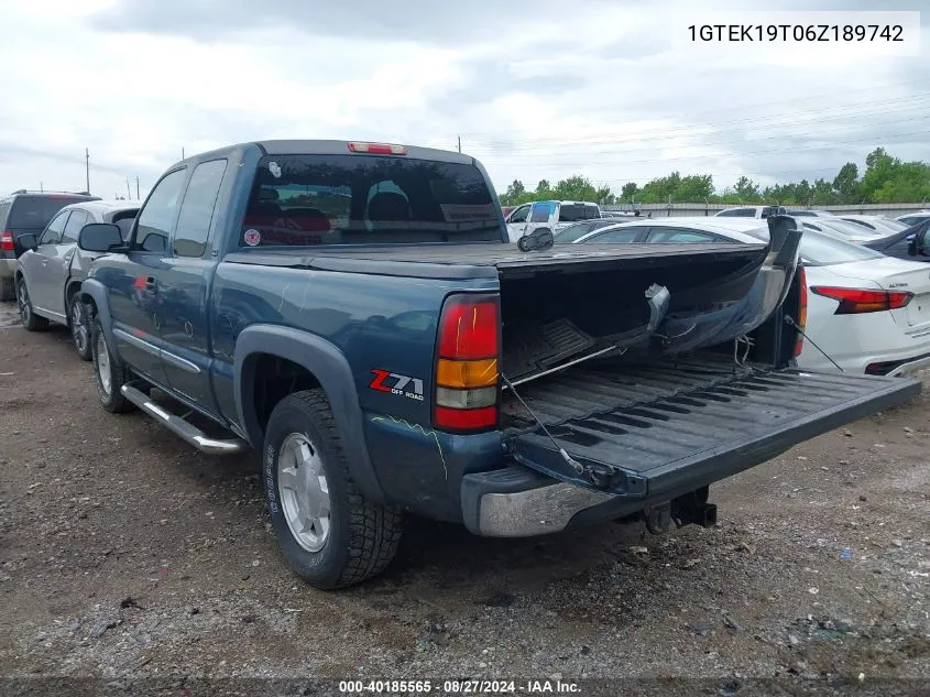 2006 GMC Sierra 1500 Sle2 VIN: 1GTEK19T06Z189742 Lot: 40185565