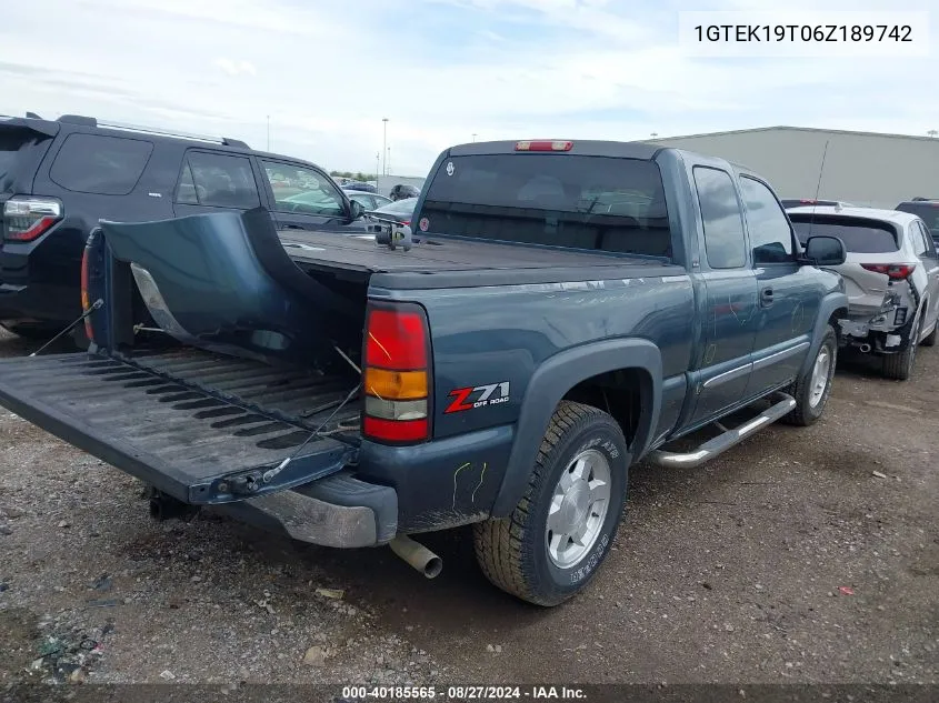 2006 GMC Sierra 1500 Sle2 VIN: 1GTEK19T06Z189742 Lot: 40185565