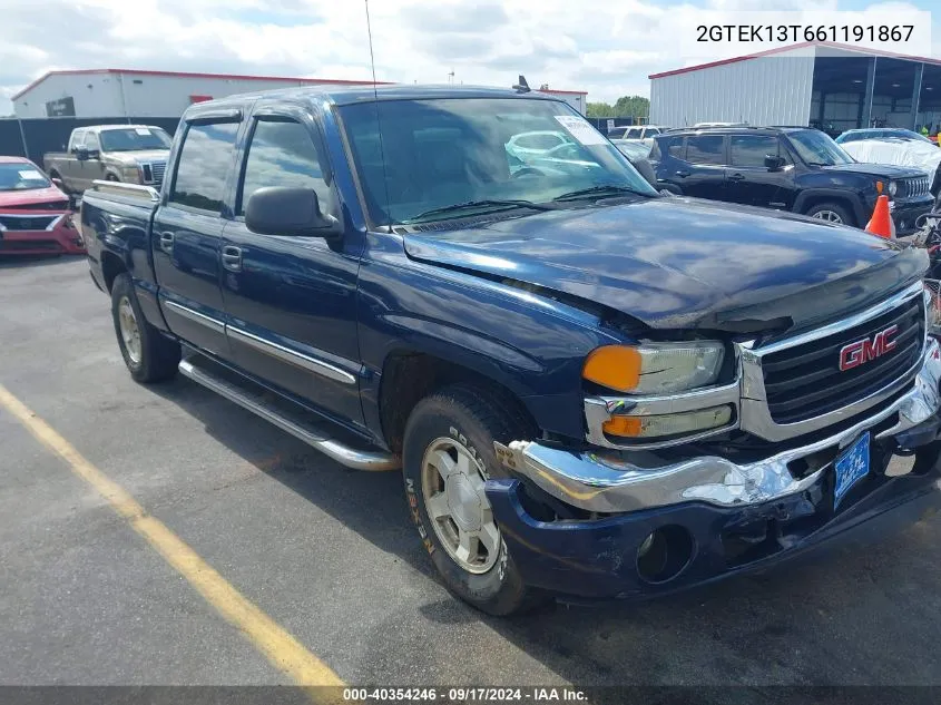 2006 GMC Sierra 1500 Slt VIN: 2GTEK13T661191867 Lot: 40354246