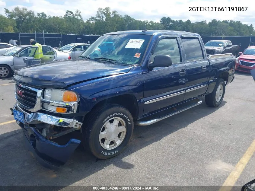 2006 GMC Sierra 1500 Slt VIN: 2GTEK13T661191867 Lot: 40354246