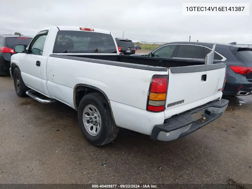 2006 GMC Sierra 1500 Work Truck VIN: 1GTEC14V16E141387 Lot: 40409977