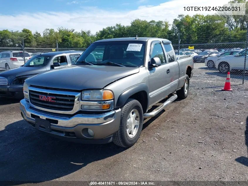 2006 GMC Sierra 1500 Sle2 VIN: 1GTEK19Z46Z206031 Lot: 40411671