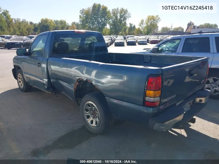 2006 GMC Sierra 1500 Sle1 VIN: 1GTEC14V16Z245418 Lot: 40612040