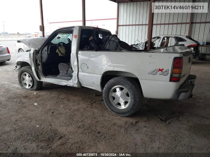 2006 GMC Sierra 1500 Work Truck VIN: 3GTEK14V46G194211 Lot: 40725575