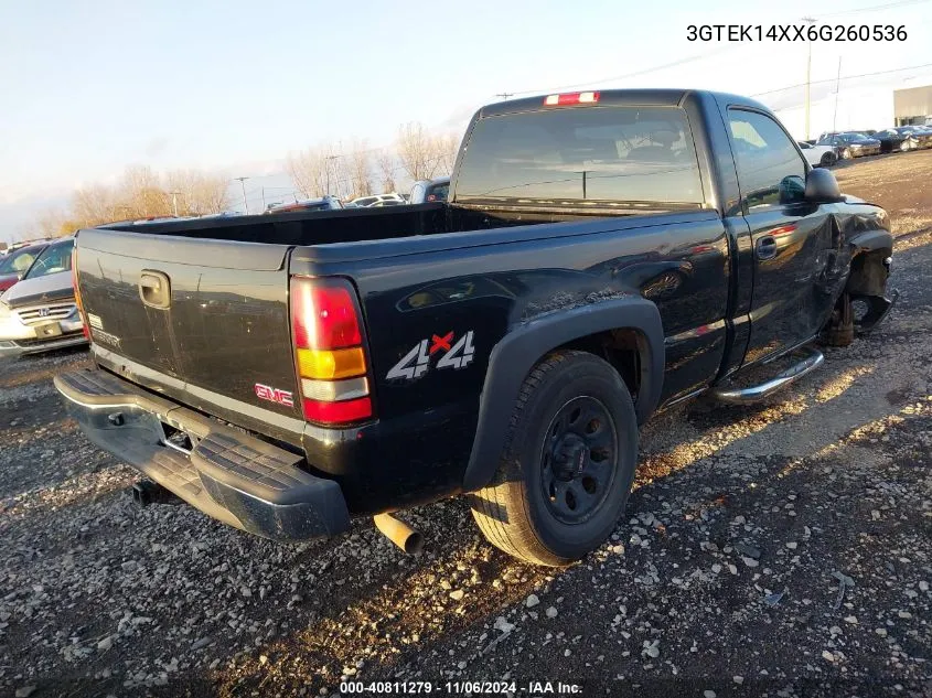 2006 GMC Sierra 1500 Work Truck VIN: 3GTEK14XX6G260536 Lot: 40811279