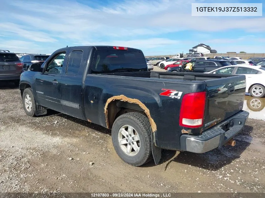 2007 GMC Sierra 1500 VIN: 1GTEK19J37Z513332 Lot: 12107803