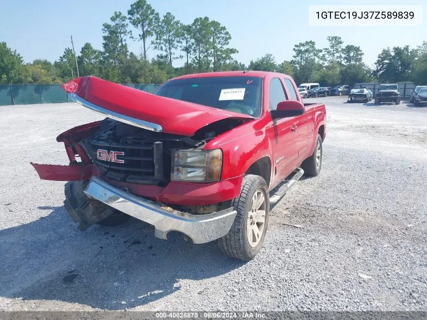 2007 GMC Sierra 1500 Slt VIN: 1GTEC19J37Z589839 Lot: 40028875