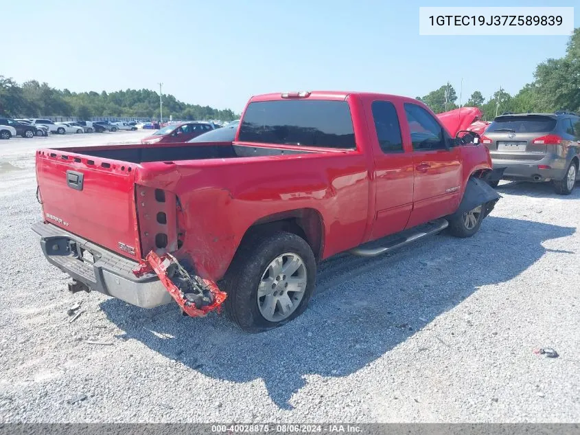 2007 GMC Sierra 1500 Slt VIN: 1GTEC19J37Z589839 Lot: 40028875