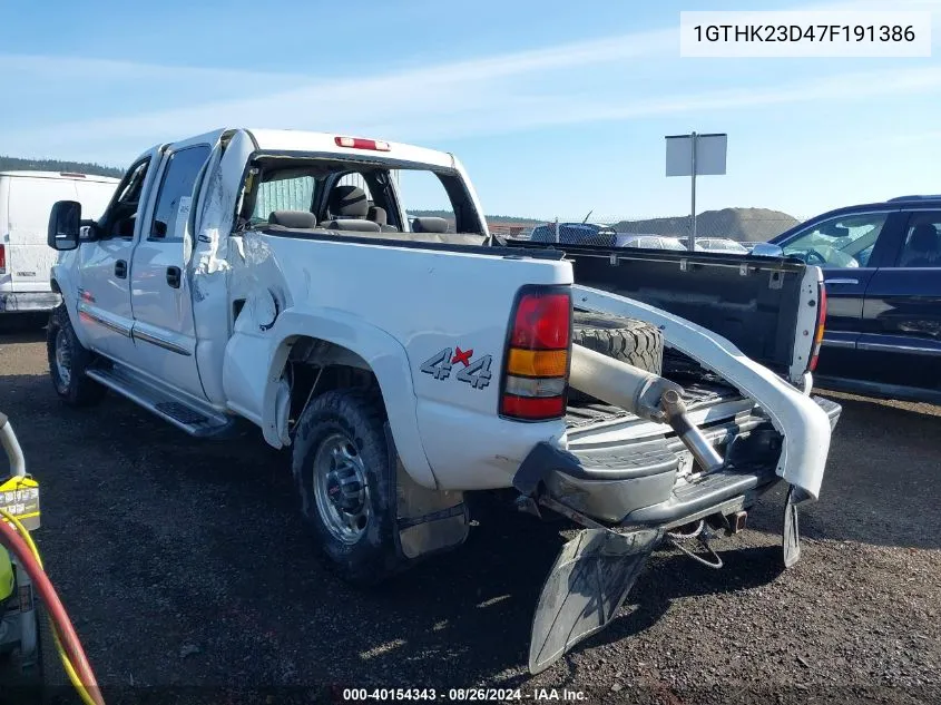 2007 GMC Sierra 2500Hd Classic Sle1 VIN: 1GTHK23D47F191386 Lot: 40154343