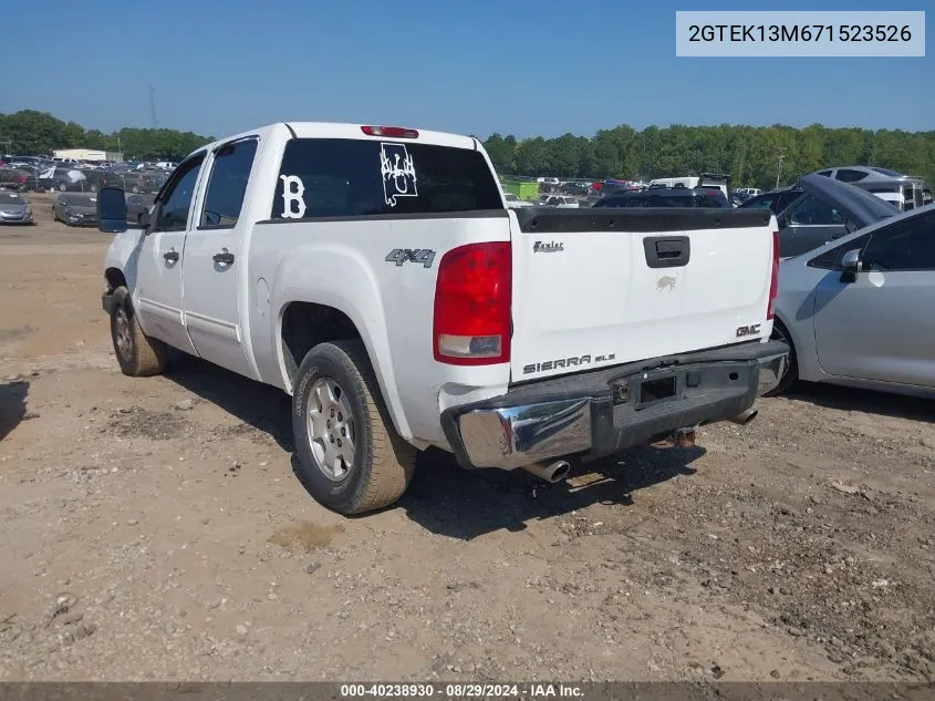 2007 GMC Sierra 1500 Sle1 VIN: 2GTEK13M671523526 Lot: 40238930