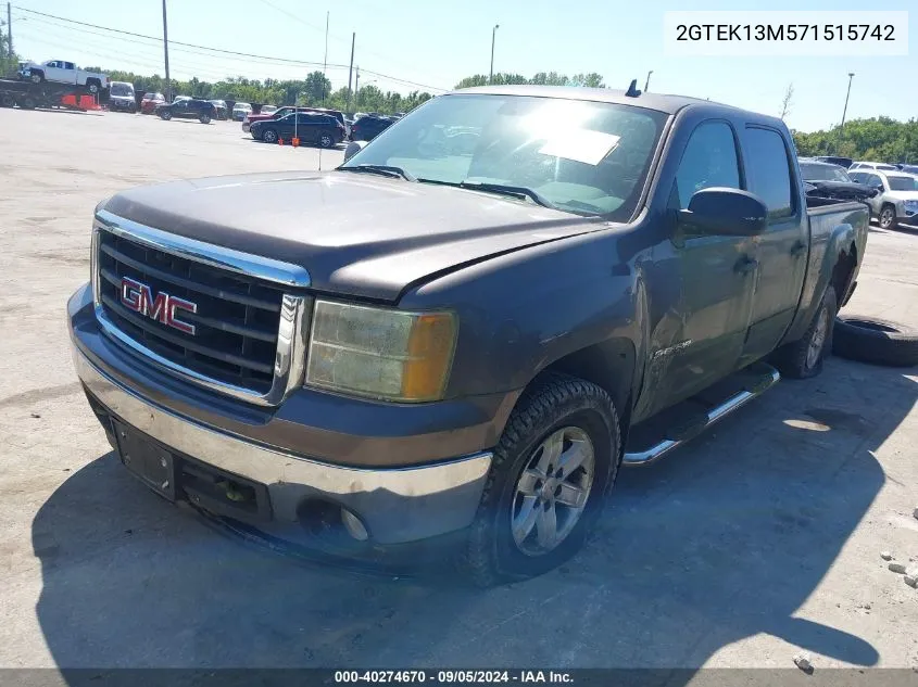 2007 GMC Sierra 1500 Sle1 VIN: 2GTEK13M571515742 Lot: 40274670