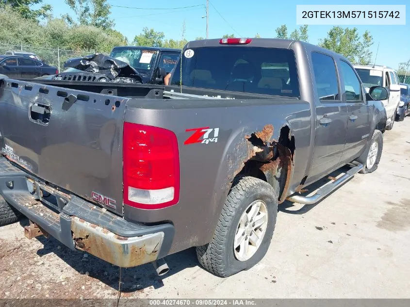 2007 GMC Sierra 1500 Sle1 VIN: 2GTEK13M571515742 Lot: 40274670