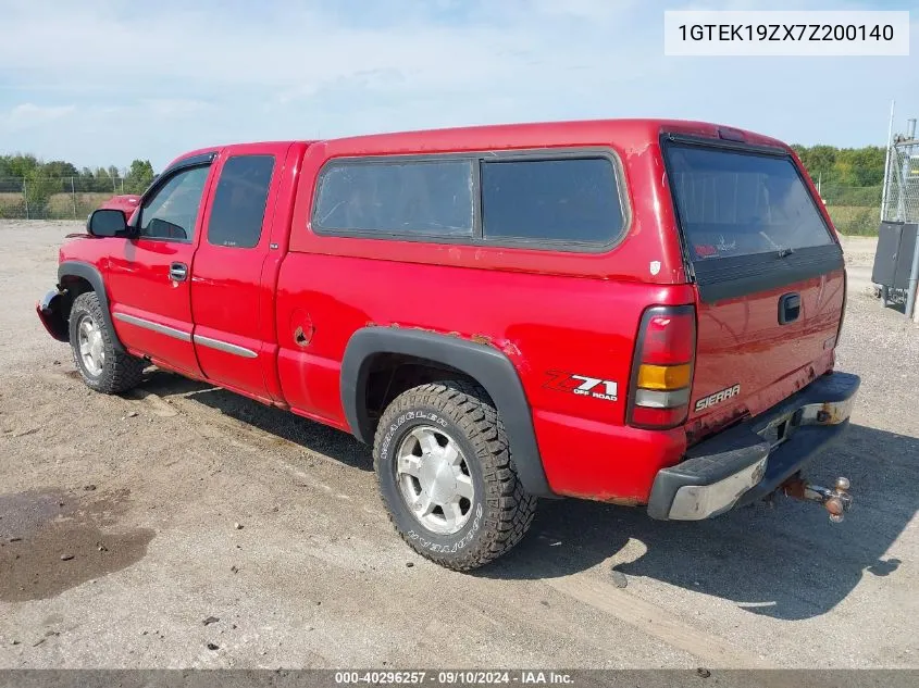 2007 GMC Sierra 1500 Classic K1500 Classic VIN: 1GTEK19ZX7Z200140 Lot: 40296257