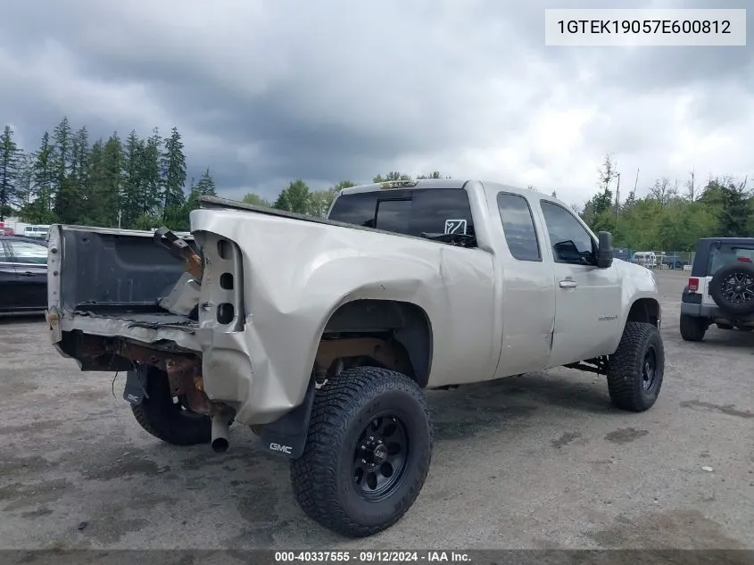 2007 GMC Sierra 1500 Slt VIN: 1GTEK19057E600812 Lot: 40337555