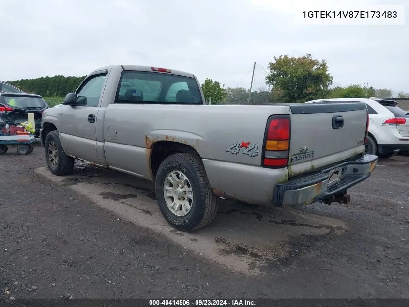 2007 GMC Sierra 1500 Classic Work Truck VIN: 1GTEK14V87E173483 Lot: 40413251