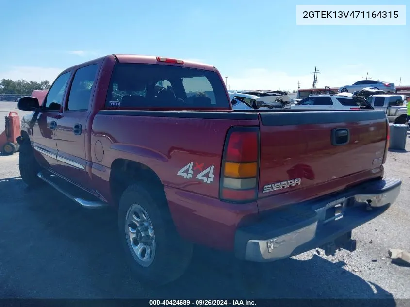 2007 GMC Sierra 1500 Classic Sl VIN: 2GTEK13V471164315 Lot: 40424689