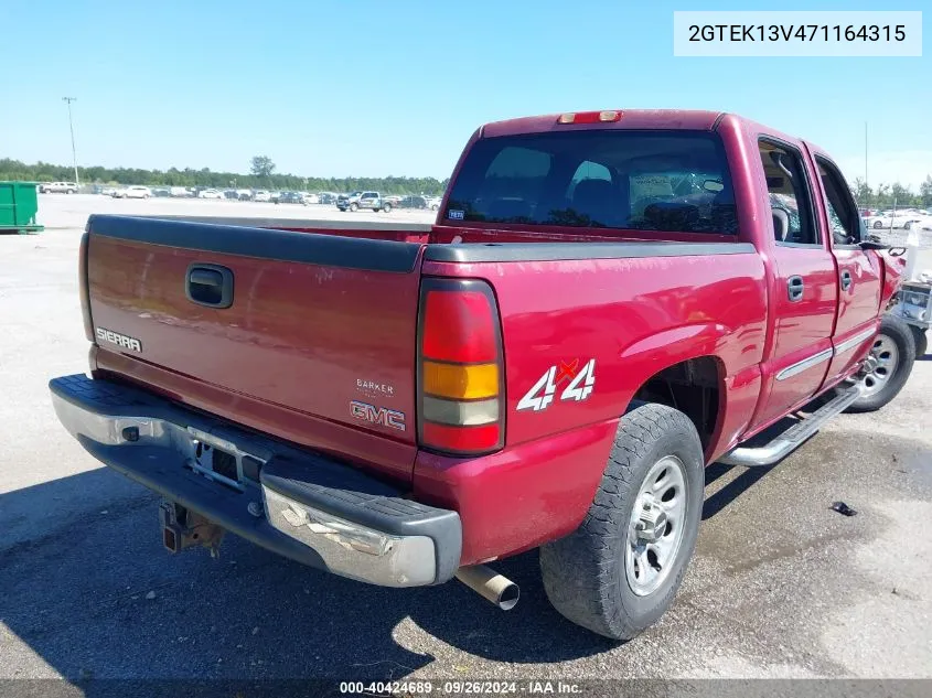 2007 GMC Sierra 1500 Classic Sl VIN: 2GTEK13V471164315 Lot: 40424689