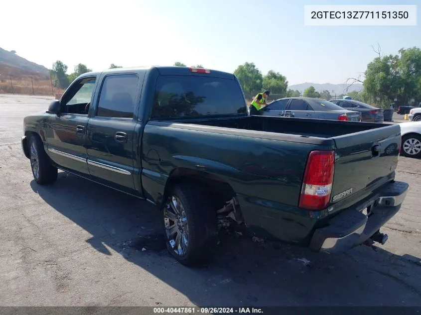 2007 GMC Sierra 1500 Classic Sle1 VIN: 2GTEC13Z771151350 Lot: 40447861