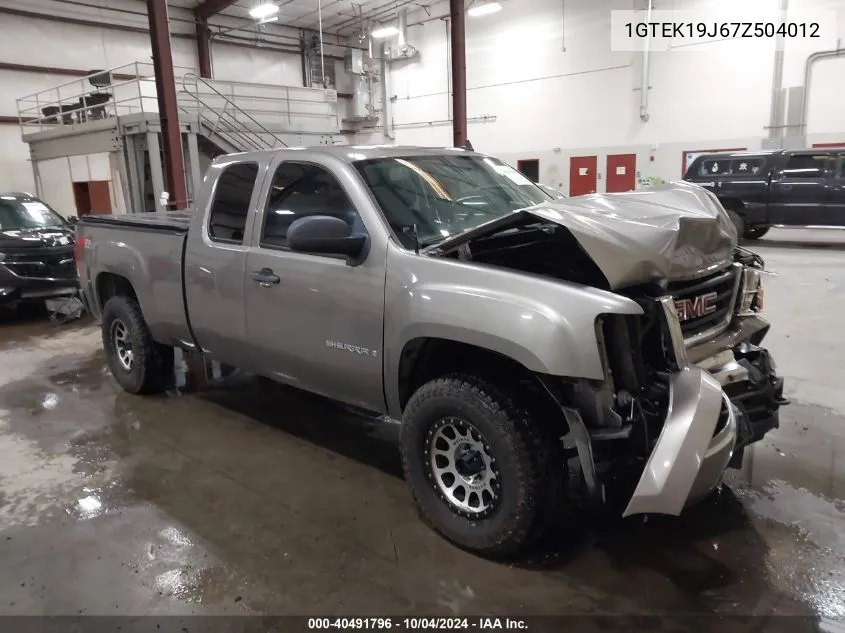 2007 GMC Sierra 1500 Sle1 VIN: 1GTEK19J67Z504012 Lot: 40491796