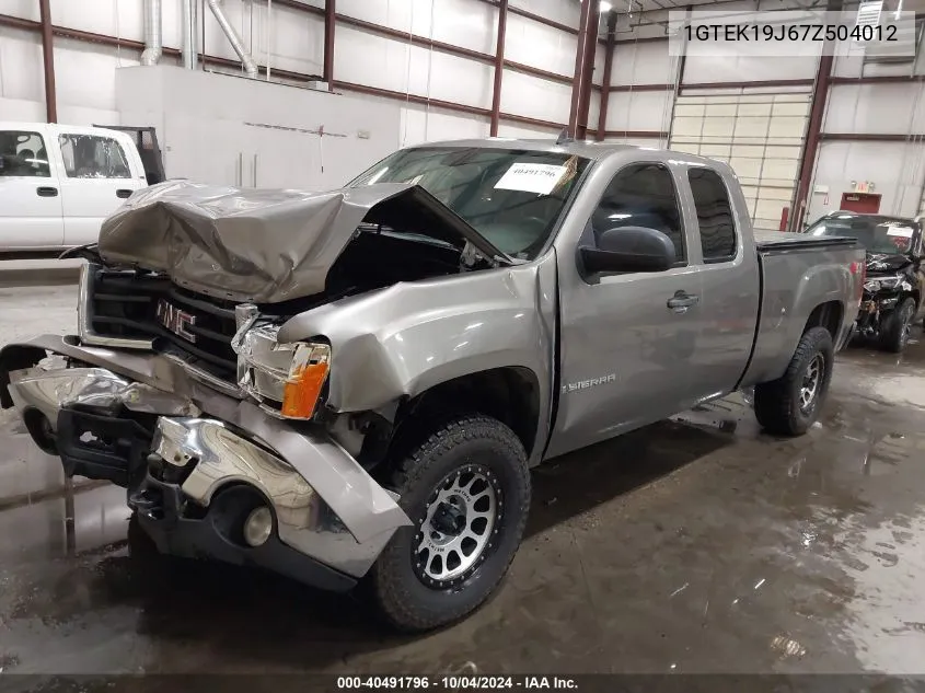 2007 GMC Sierra 1500 Sle1 VIN: 1GTEK19J67Z504012 Lot: 40491796