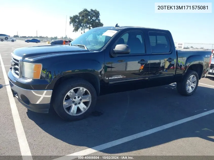 2007 GMC Sierra 1500 Sle2 VIN: 2GTEK13M171575081 Lot: 40508504