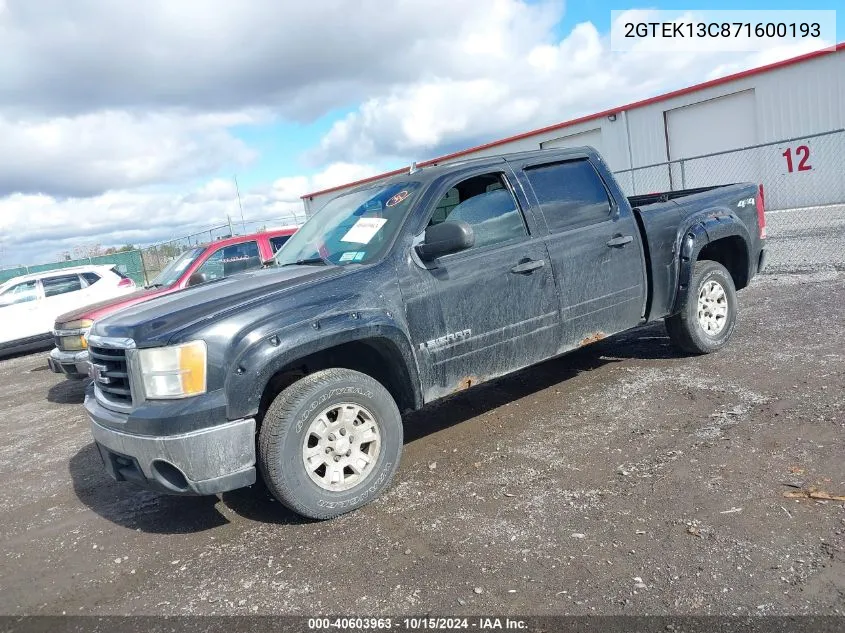 2007 GMC Sierra 1500 Sle1 VIN: 2GTEK13C871600193 Lot: 40603963