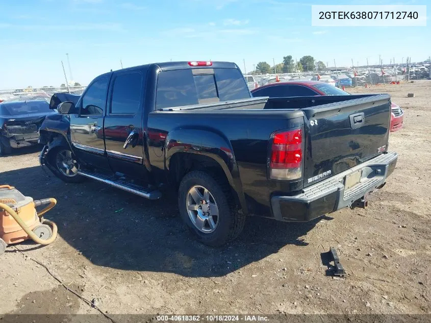 2007 GMC Sierra 1500 Denali VIN: 2GTEK638071712740 Lot: 40618362