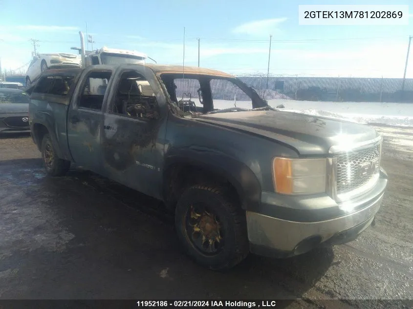 2008 GMC Sierra K1500 VIN: 2GTEK13M781202869 Lot: 11952186