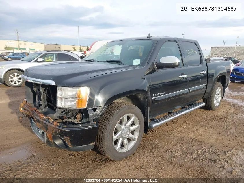 2008 GMC Sierra 1500 VIN: 2GTEK638781304687 Lot: 12093704