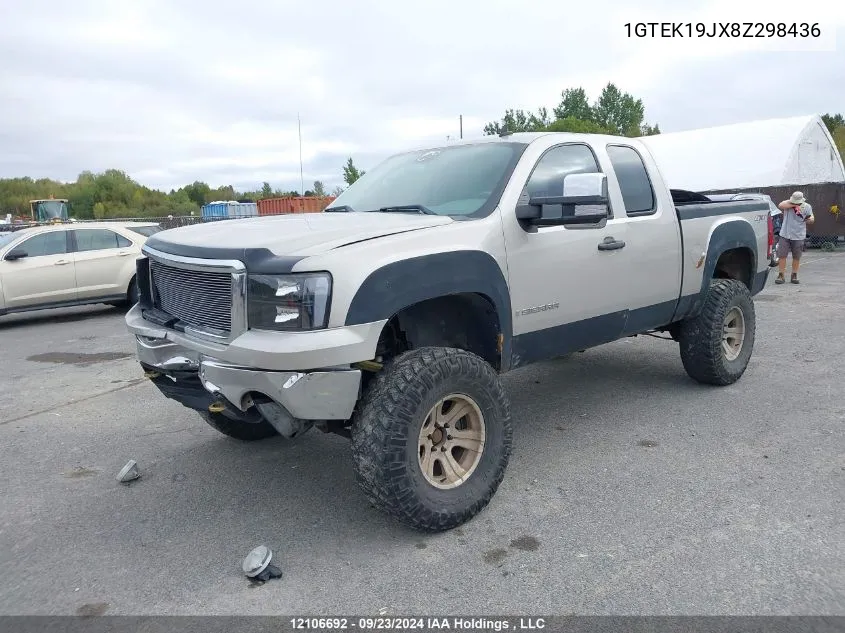 2008 GMC Sierra K1500 VIN: 1GTEK19JX8Z298436 Lot: 12106692