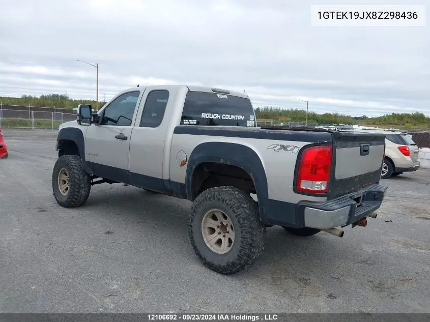 2008 GMC Sierra K1500 VIN: 1GTEK19JX8Z298436 Lot: 12106692